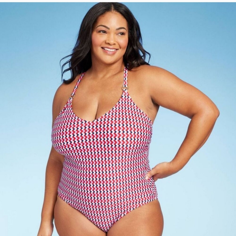 NWT PINK, BLUE WHITE SWIMSUIT
